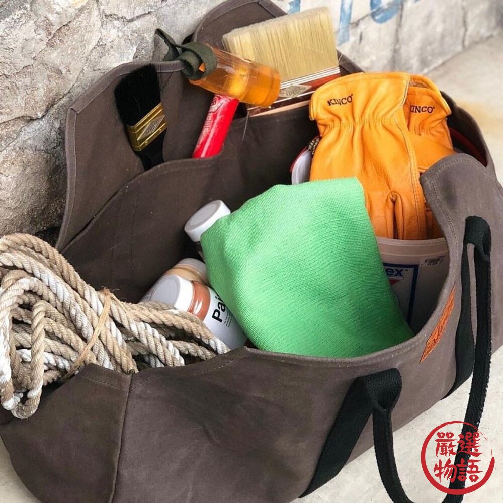 DULTON 蠟染帆布托特包 工具包 帆布袋 工作包 手提袋 大容量背包 工業風 露營包-圖片-2