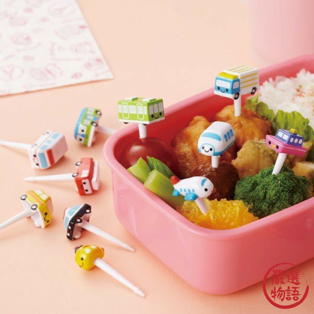 SF-016588-日本製可愛造型食物叉 叉子 點心叉 水果叉 野餐郊遊 食物裝飾 壽司 炸蝦 角落生物 動物 眼睛 球類 車車