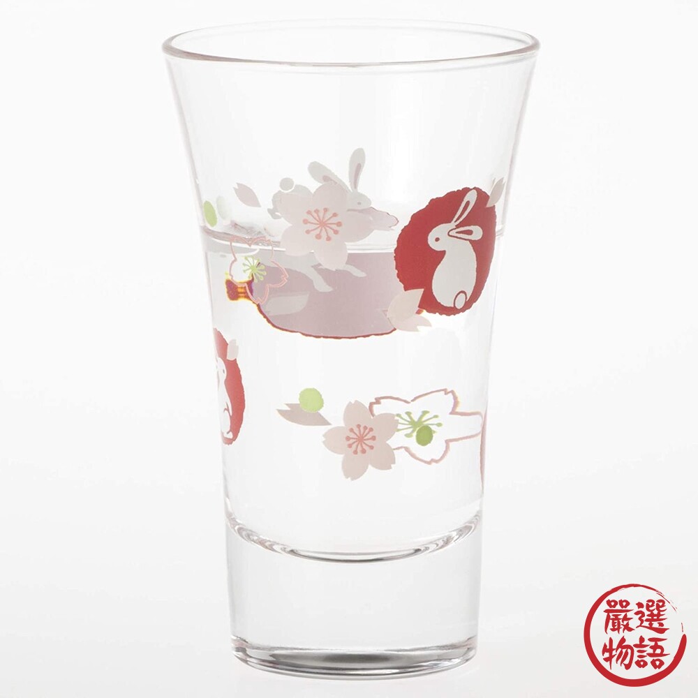日本製 櫻花兔子清酒杯 100ml | 日式玻璃杯 小酌杯 shot杯 清酒杯 透明杯 好運杯-圖片-2