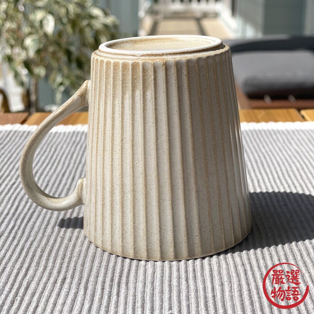 日本製 美濃燒 扇形輕量馬克杯 300ml 茶杯 咖啡杯 條紋馬克杯 牛奶杯 陶瓷杯-圖片-8