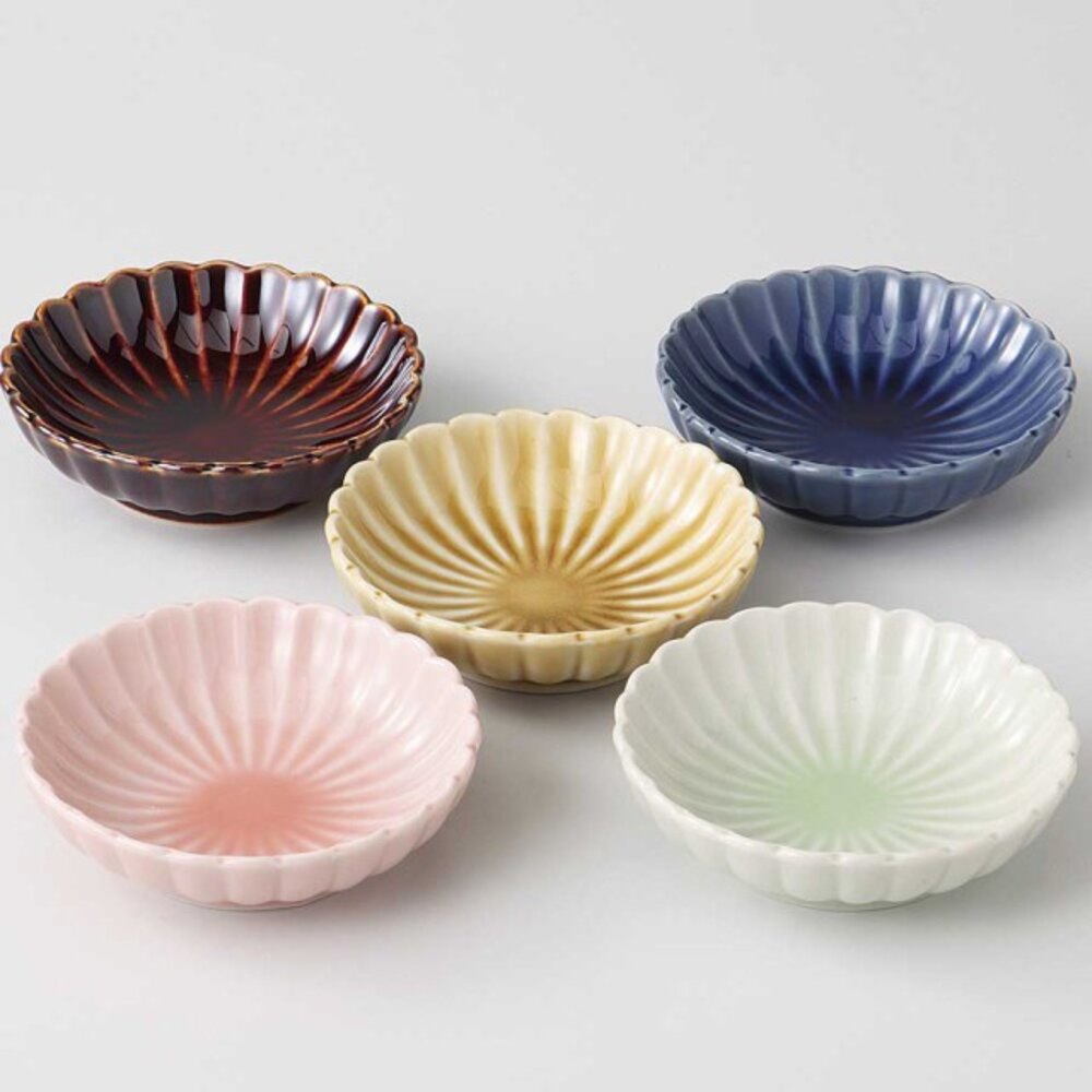 SF-016705-日本製 SINOGI彩釉小碟 五入組 | 小菜碟 醬料蝶 小盤 點心盤 送禮 入厝禮 美濃燒