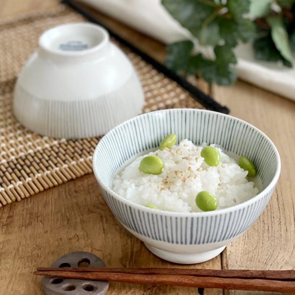 SF-017140-日本製 美濃燒 藍線條圓形碗 飯碗 線條碗 小碗 湯碗 陶瓷碗 茶碗 美濃燒碗