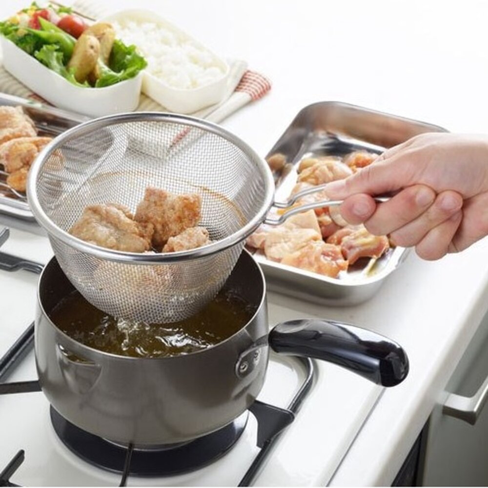 SF-017231-日本製 吉川油網+鍋子 瀝乾 炸鍋 | 吉川鄉技 職人油炸鍋 片手鍋 單柄鍋