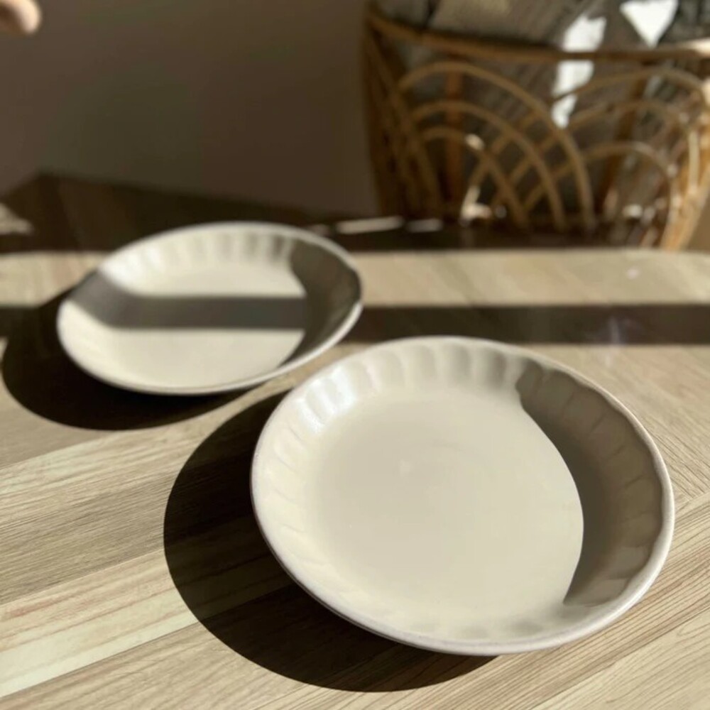 SF-017300-2-日本製 FIORE 復古花邊餐具 美濃燒 盤子 花邊盤 淺盤 日本餐具 北歐風