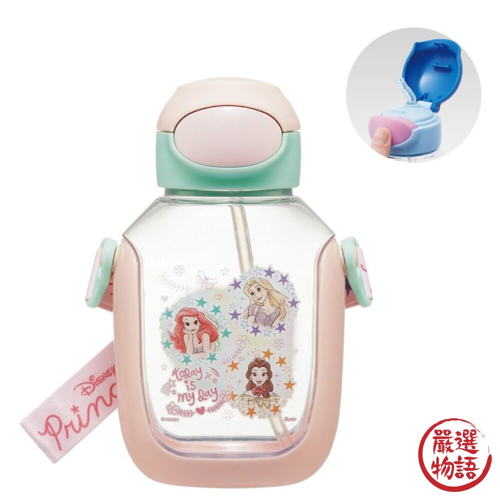 Skater 彈跳式吸管水壺 530ml | 兒童水壺 附背帶 姓名貼 冰雪奇緣 恐龍 水瓶-圖片-2