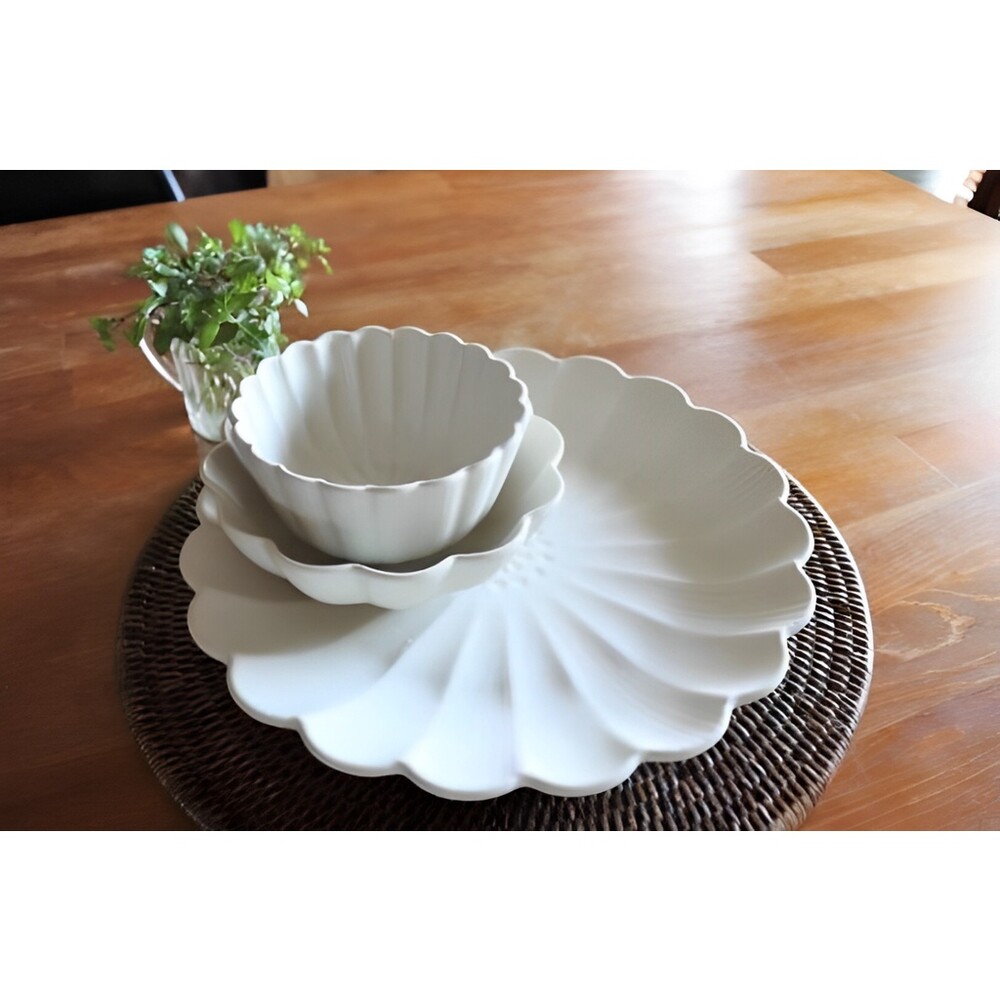 SF-017524-3-日本製 菊形餐盤 陶瓷盤 小碟14.3cm 另售其他尺寸
