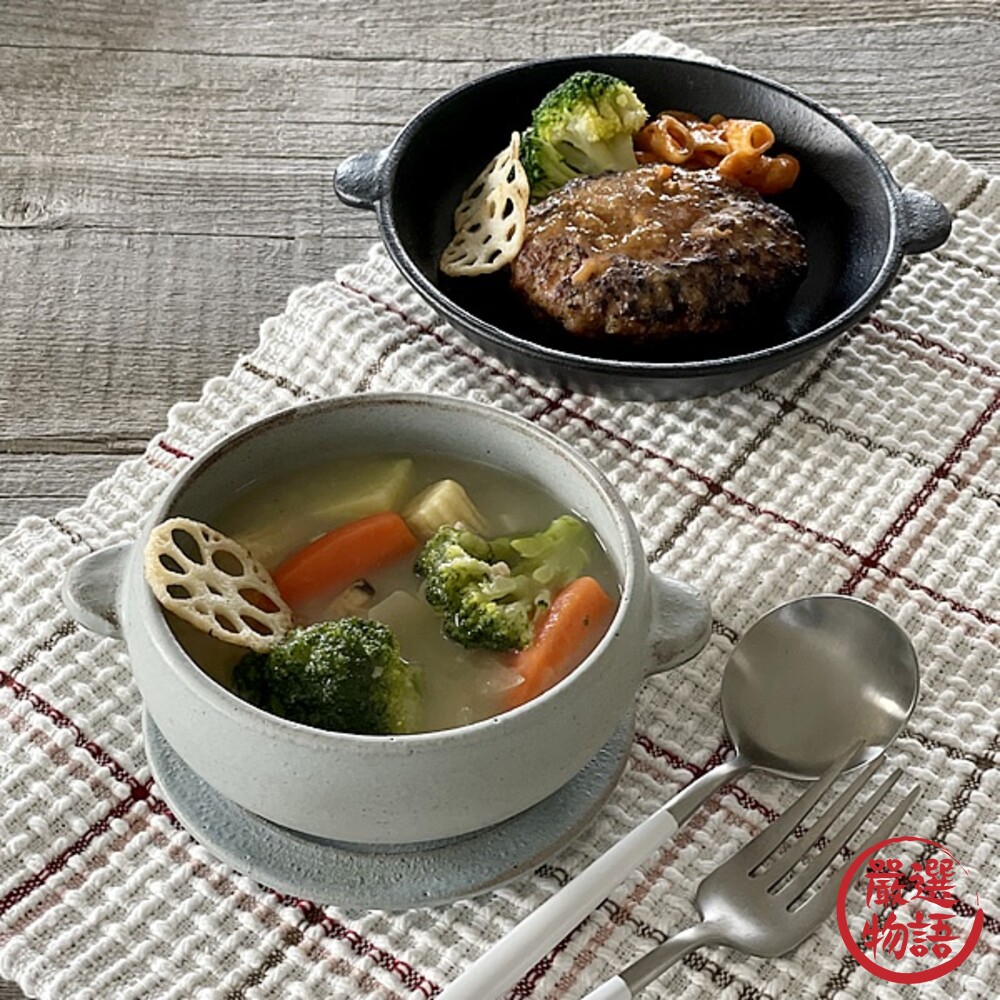 日本製 雙耳陶碗 附蓋子 沙拉碗 濃湯碗 麥片碗 燉菜碗 啞光色 陶器餐具 日式餐具 西餐餐具-圖片-3