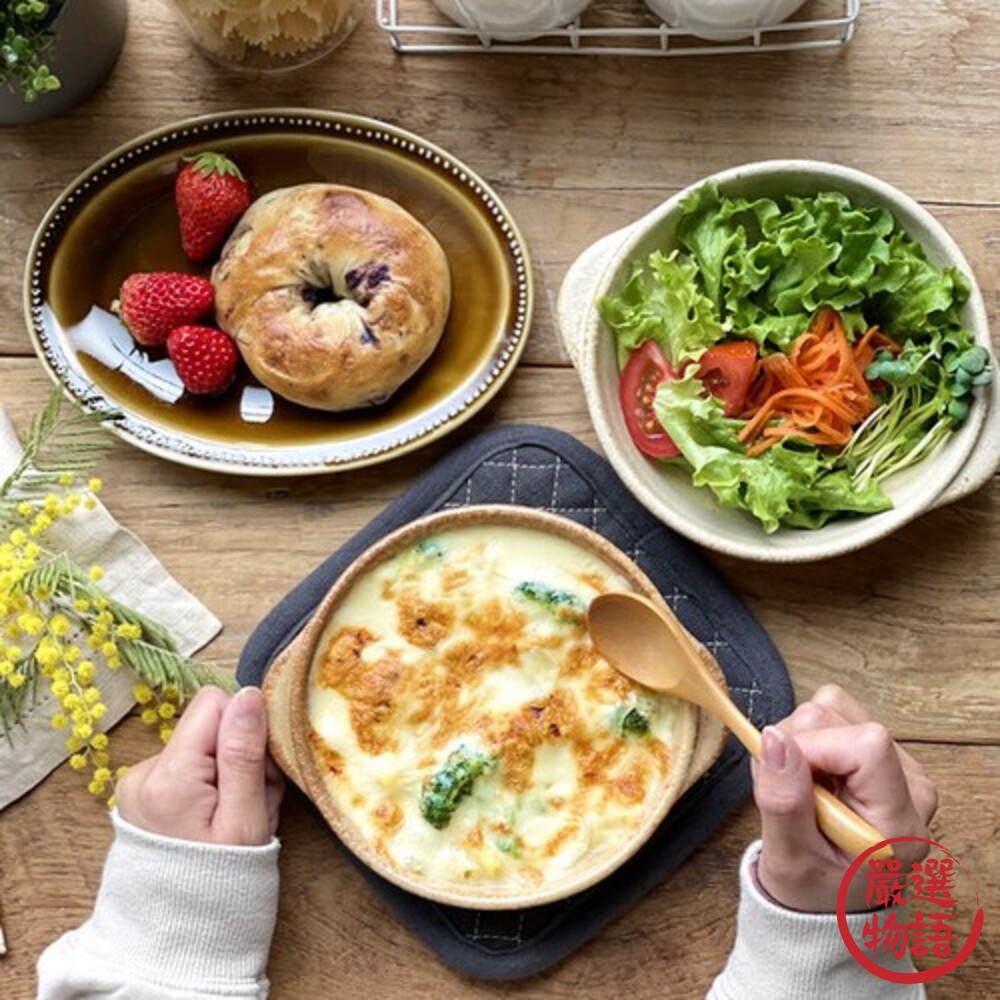日本製 美濃燒 雙耳陶瓷烤盤 圓形烤盤 焗烤盤 焗烤碗 陶瓷盤 早午餐 焗烤盤-圖片-3