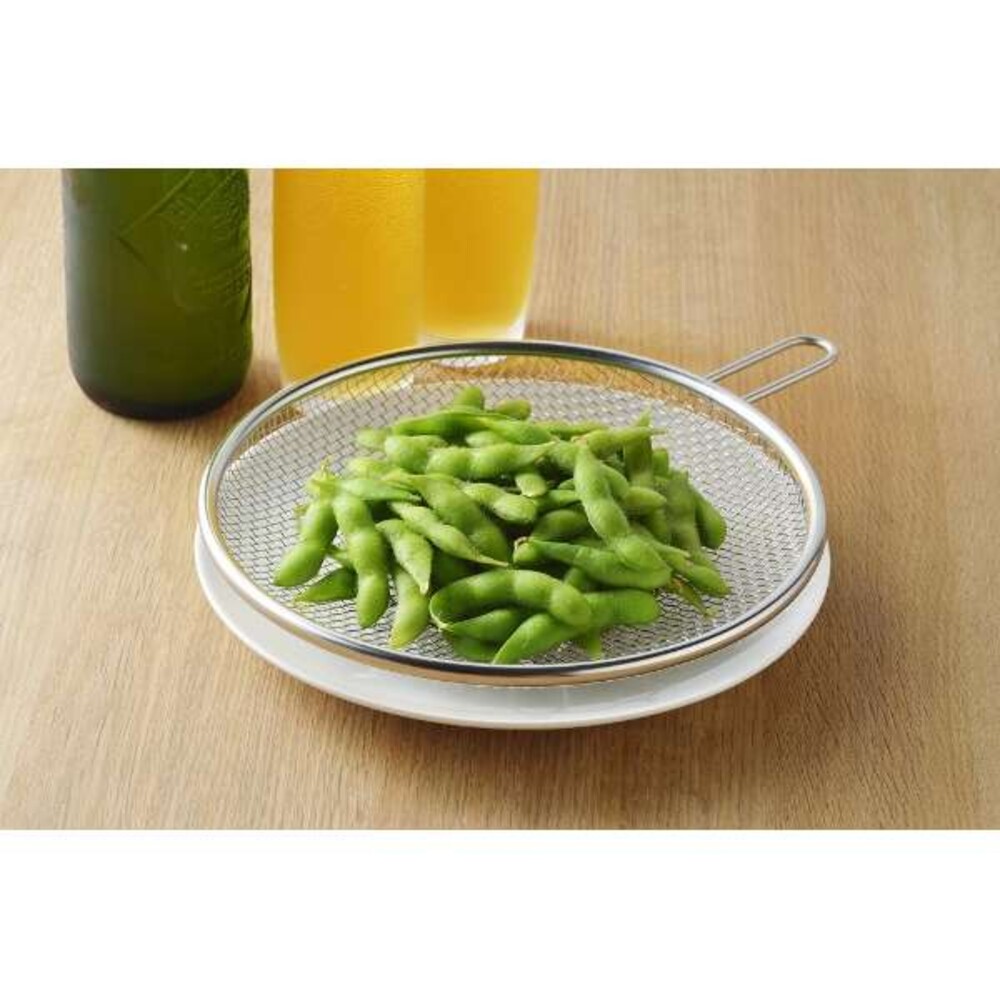 SF-017974-日本製 不銹鋼撈麵網 廚房濾網 濾油網 煮麵網 過瀘網 瀝水網 漏勺 撈網 烘焙 吉川 漏勺 短柄