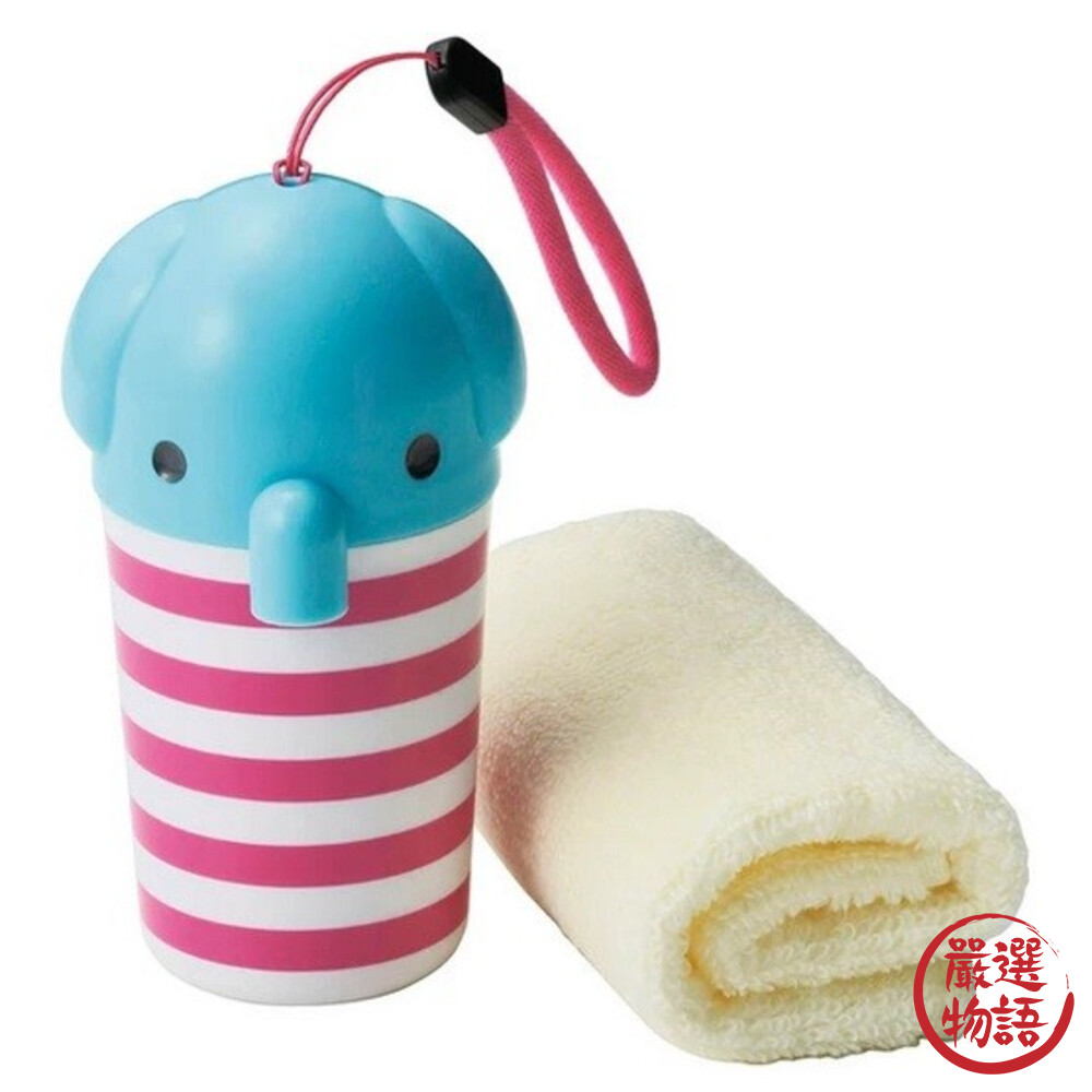 大象毛巾罐 大象造型外殼 擦手巾 洗臉巾 毛巾 露營 郊遊 純棉 素色 大象 野餐 運動-圖片-1