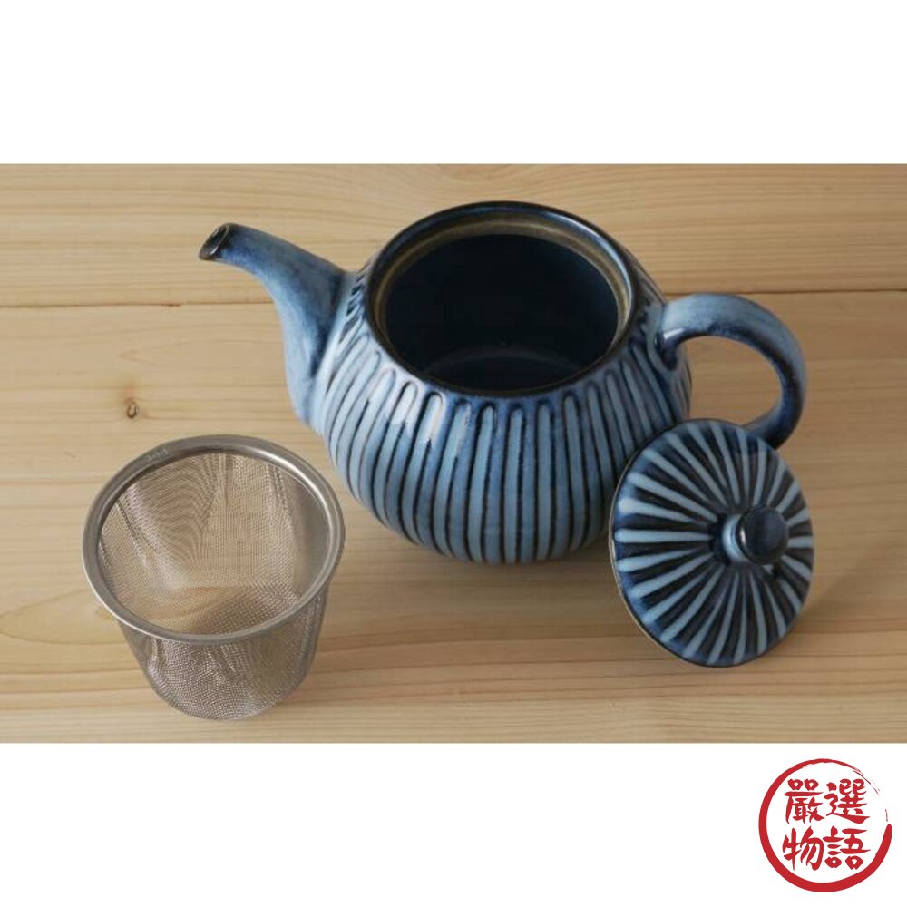 日本製 波佐見燒 青荻雕紋圓款茶壺 日式茶壺 手作茶壺 陶瓷茶壺 横手急須 泡茶 茶葉 茶道 茶陶-圖片-2