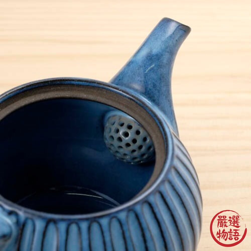日本製 波佐見燒 青荻雕紋圓款茶壺 日式茶壺 手作茶壺 陶瓷茶壺 横手急須 泡茶 茶葉 茶道 茶陶-圖片-3