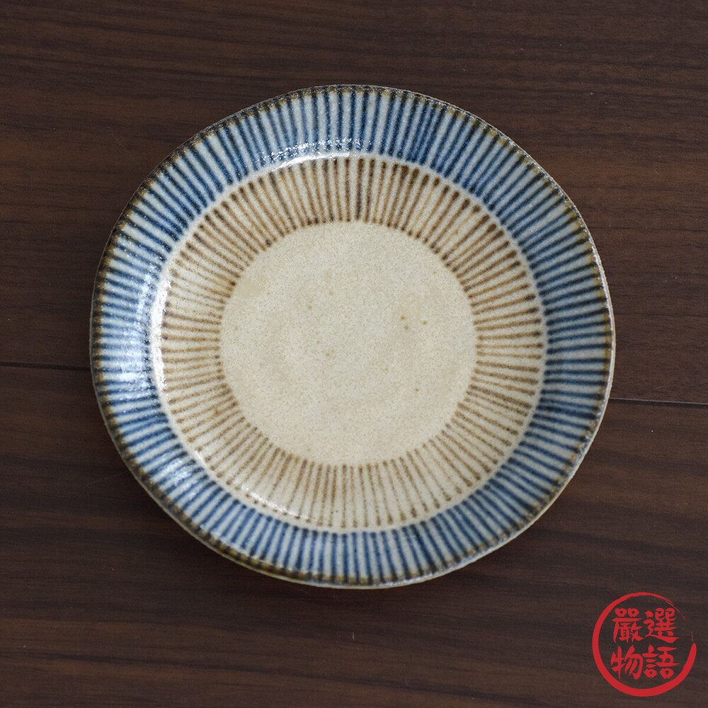 日本製 美濃燒 青茶十草小盤 陶瓷盤 小菜盤 盤 碗盤 醬料盤 線條盤 盤子 漬物盤 醬料小碟-圖片-4