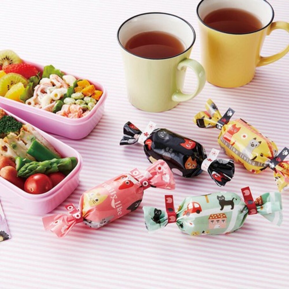 SF-018425-日本製 貓咪飯糰包裝袋 飯糰袋 壽司袋 便當包裝袋 糖果袋 野餐 兒童便當 糖果造型 不沾手