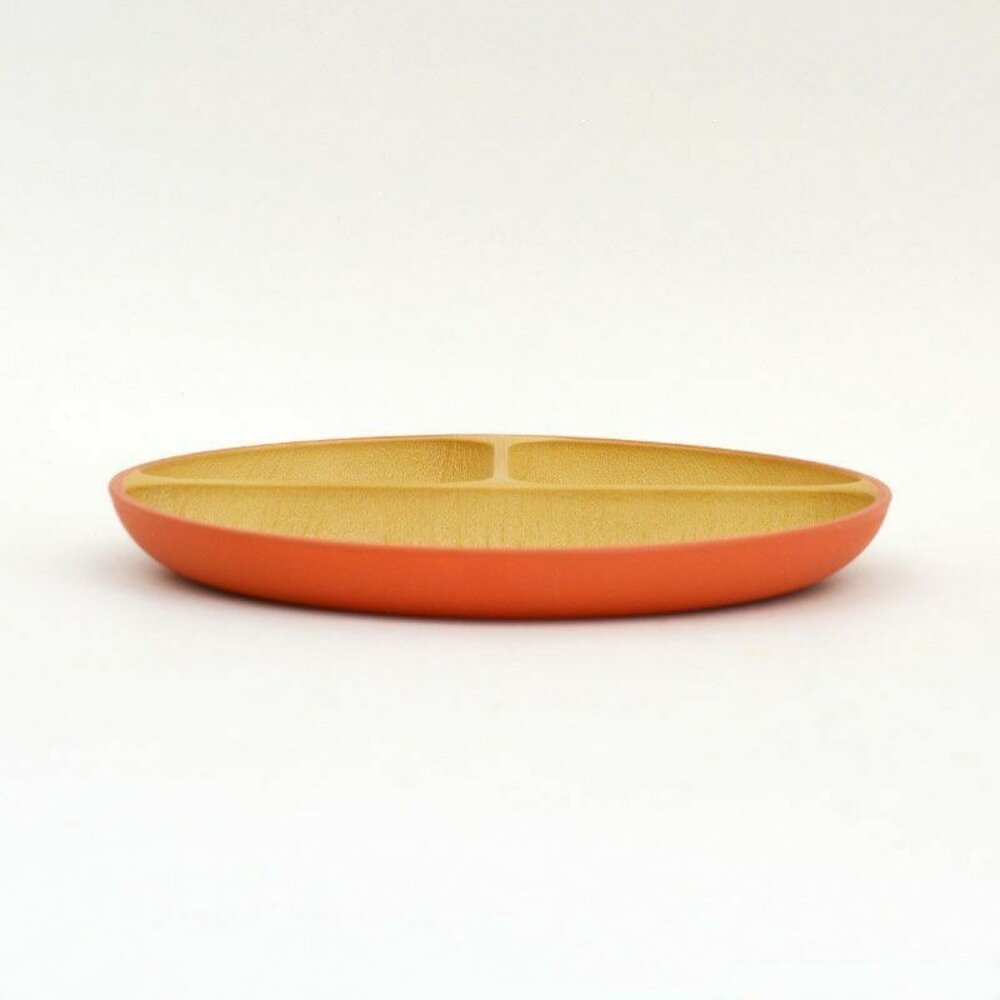 日本製 EARTH COLOR 大地色三格圓盤 餐盤 輕量盤 木質圓盤 盤 抗菌盤 耐摔盤 露營盤-圖片-1