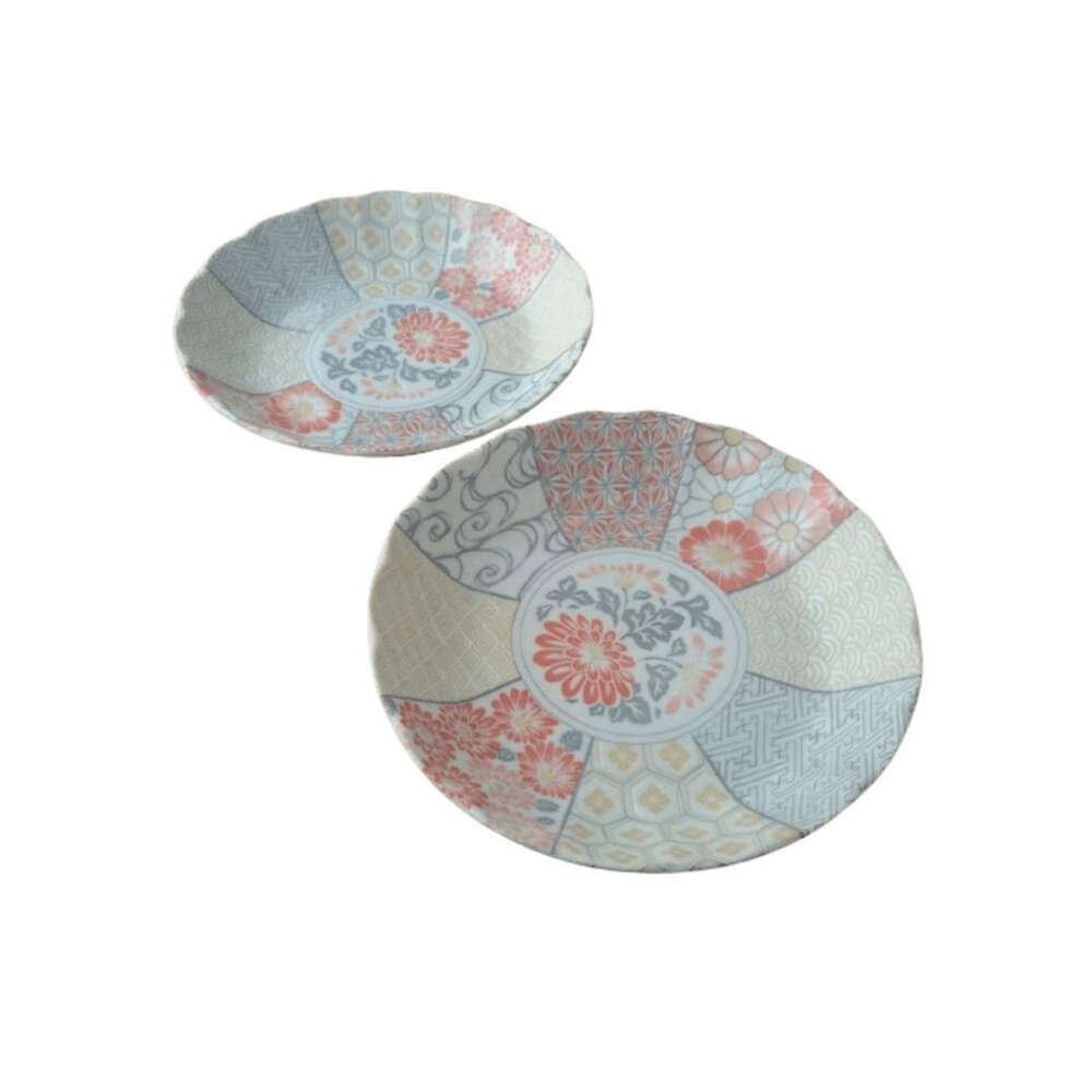 日本製 美濃燒 花卉小盤 深盤 盤子 菜盤 義大利麵盤 咖哩盤 碟子 餐具-圖片-1