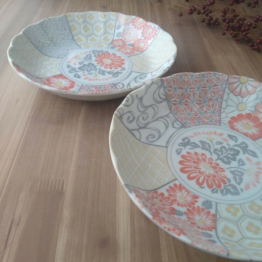 日本製 美濃燒 花卉小盤 深盤 盤子 菜盤 義大利麵盤 咖哩盤 碟子 餐具-圖片-3