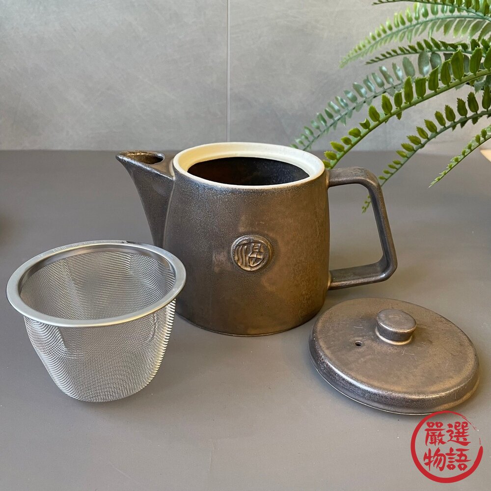 美濃燒 日本製造 復古福字 茶壺 陶瓷茶壺 泡茶壺 茶具 泡茶 瓷壺 瓷器-圖片-1