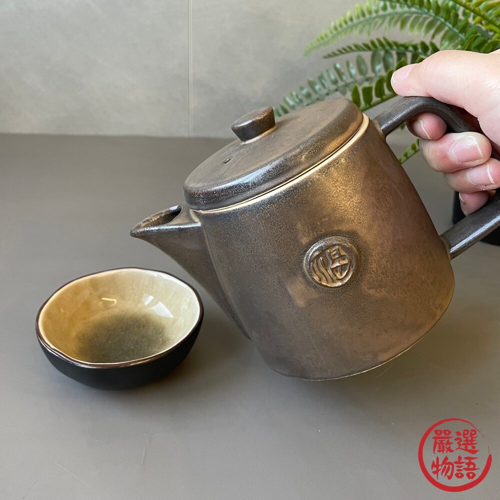 美濃燒 日本製造 復古福字 茶壺 陶瓷茶壺 泡茶壺 茶具 泡茶 瓷壺 瓷器-圖片-3