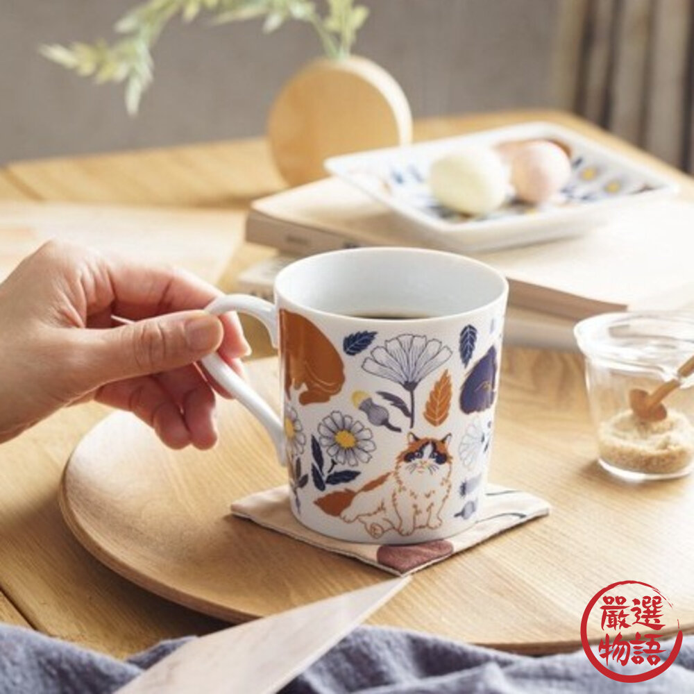 日本製 Orie 植物與貓 盤子 長盤 沙拉碗 馬克杯 餐具 美濃燒 陶瓷 餐盤 餐碗-圖片-2