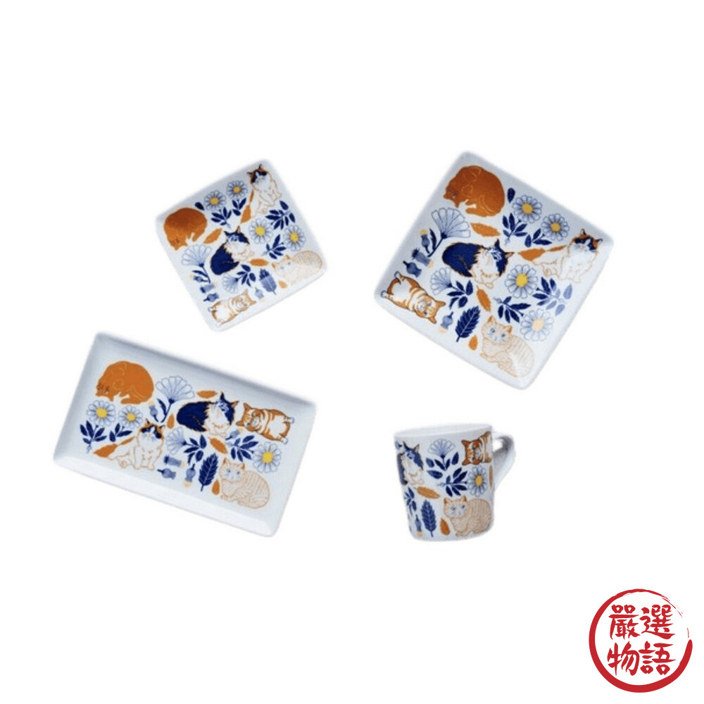 日本製 Orie 植物與貓 盤子 長盤 沙拉碗 馬克杯 餐具 美濃燒 陶瓷 餐盤 餐碗-圖片-5