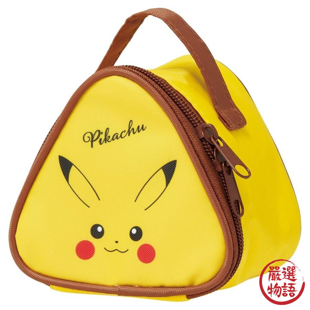皮卡丘三角保溫午餐袋 皮卡丘 寶可夢 便當袋 便當包 保溫袋 御飯糰包 野餐 三角飯糰-圖片-1