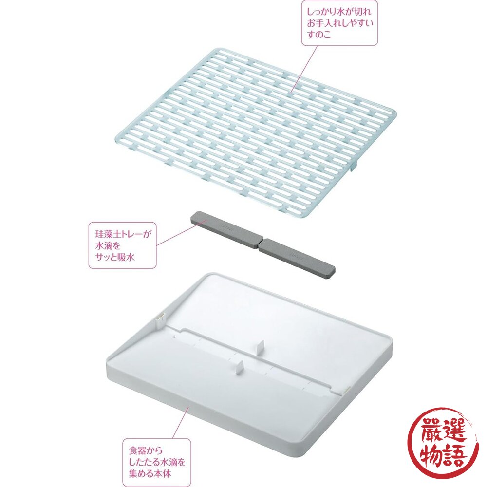 Karari硅藻土 瀝水盤 方型 廚房收納架 珪藻土 矽藻土 瀝水架 收納架-圖片-4