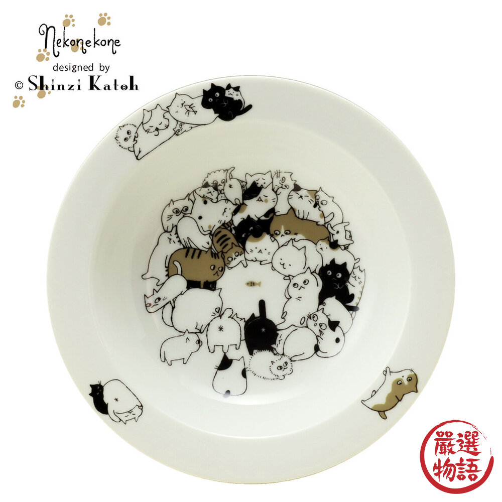 日本製 一堆貓咪圓盤 Nekonekone 20.9cm 馬克杯 杯子 貓咪 甜點盤 盤子 餐盤-圖片-3