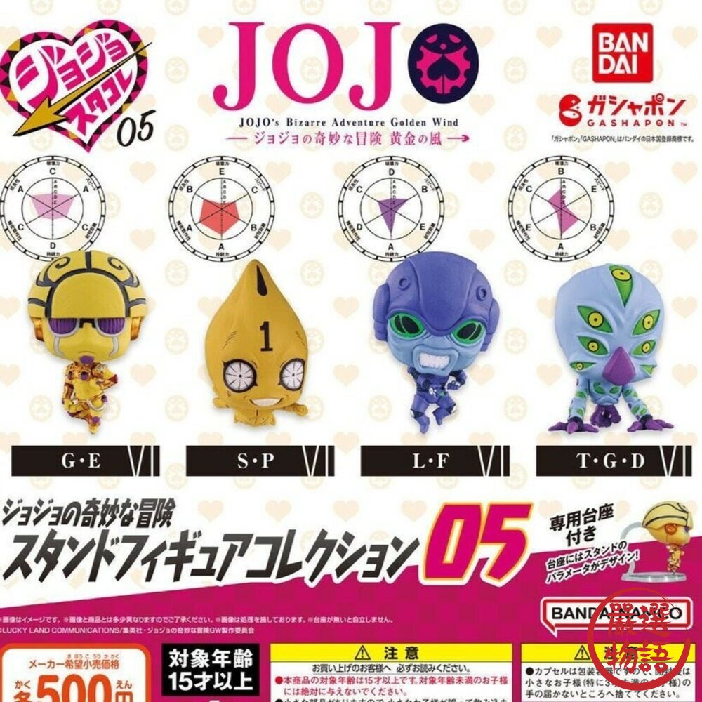 日本BANDAI萬代JOJO的奇妙冒險替身公仔P5扭蛋公仔模型JOJO小公仔黃金之風日本進口
