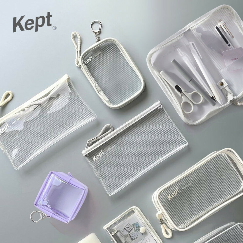 SF-019596-現貨 日本 ins風 Kept 透明收納包 RAYMAY 藤井 化妝包 網格鉛筆袋 文具小物收納 時尚潮流 日本進口
