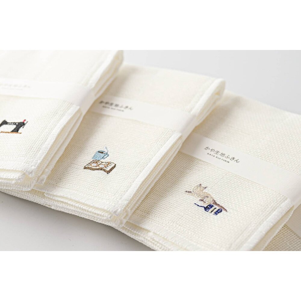 SF-019746-日本製 KAYA 家事布 原田織物 八重紗 蚊帳紗 刺繡 抹布 輕柔 快乾 透氣 吸水 擦拭巾 萬用布 日本進口
