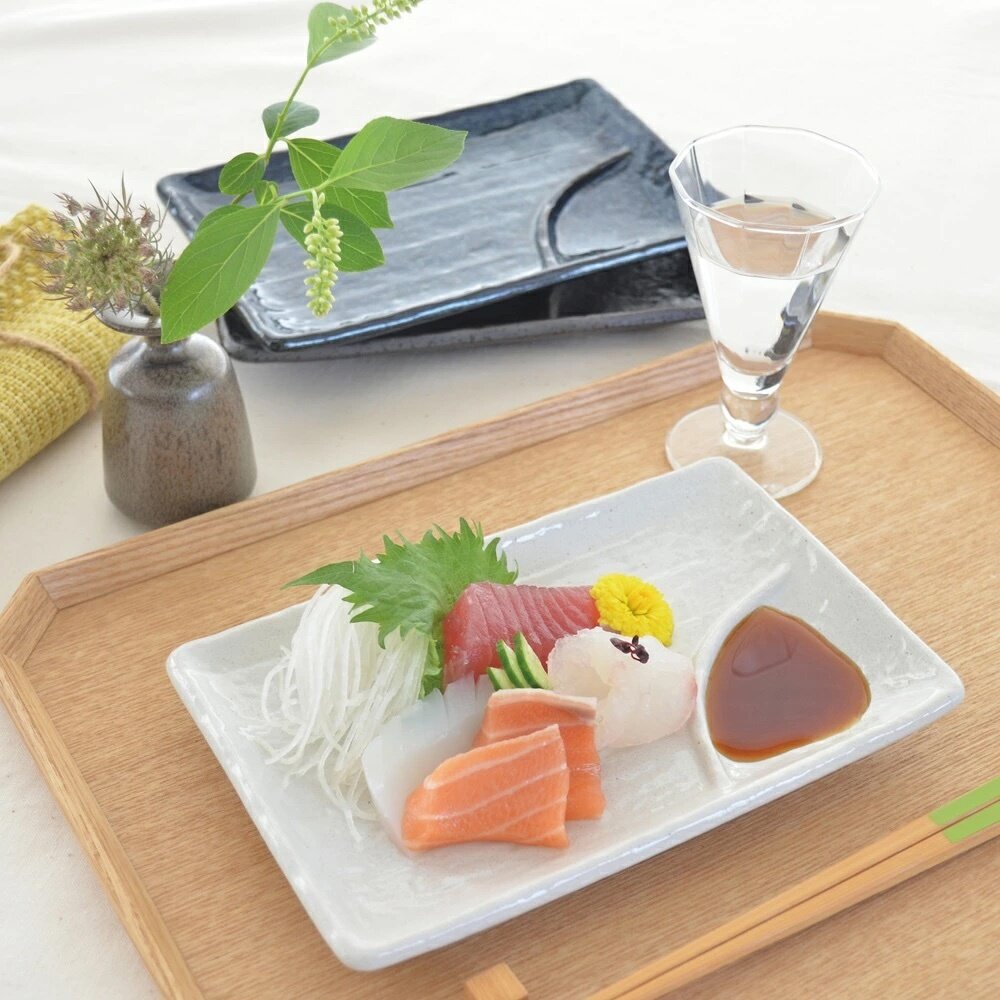 SF-019762-日本製 陶瓷長方盤 美濃燒 刺身盤 日式餐盤 陶瓷盤 壽司盤 擺盤 生魚片盤 小菜盤 簡約餐具