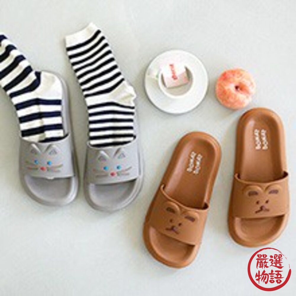 韓國 Romane 貓咪 熊熊 室外拖鞋 踩屎感拖鞋 厚底拖鞋 室內拖鞋 拖鞋 eva拖鞋 軟底拖鞋 日本進口-圖片-1