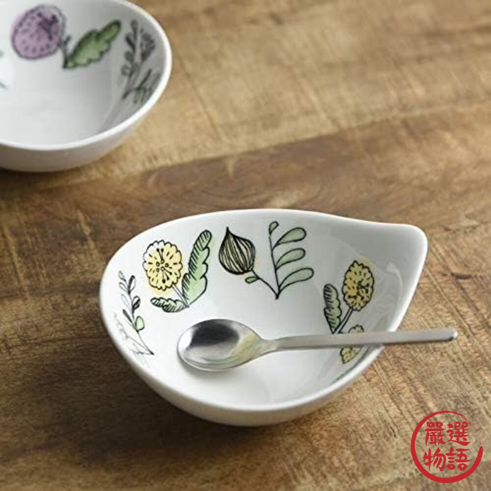 SF-019953-日本製 miyama深山 Knuq 花朵造型碗 20cm 美濃燒 黃花 紫花 陶瓷碗 湯碗 漂亮的碗 麵碗 沙拉碗 日本
