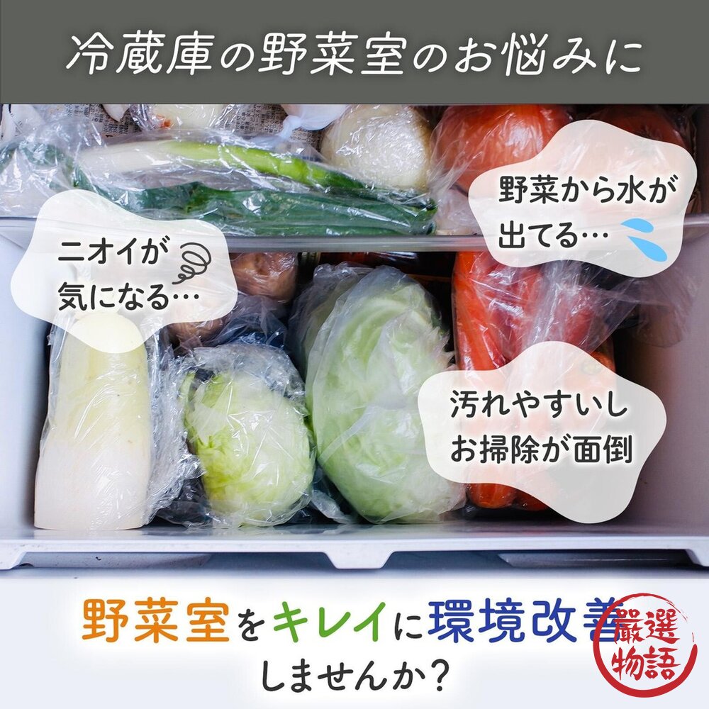 日本製 冰箱蔬果室防潮吸濕墊 2入 | 除臭片 消臭 吸濕 防止腐爛 防污漬 活性碳 冰箱 蔬果-圖片-1