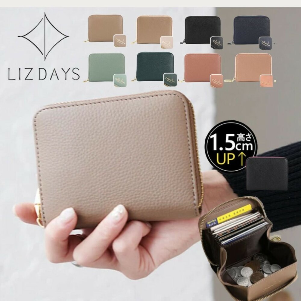 SF-020035-現貨 日本 LIZDAYS 牛皮風琴 11卡格短夾 卡包 卡片夾 女生短夾 錢包女短夾 真皮短夾 零錢包 小包 日本進口