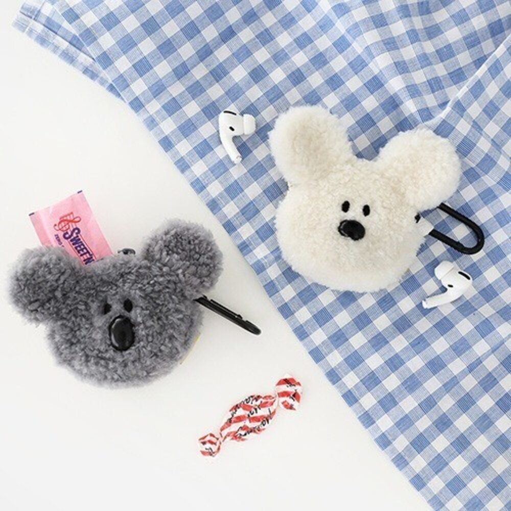 SF-020038-韓國Romane Little Paper 毛絨AirPods灰白保護套｜Apple 保護殼 airpods