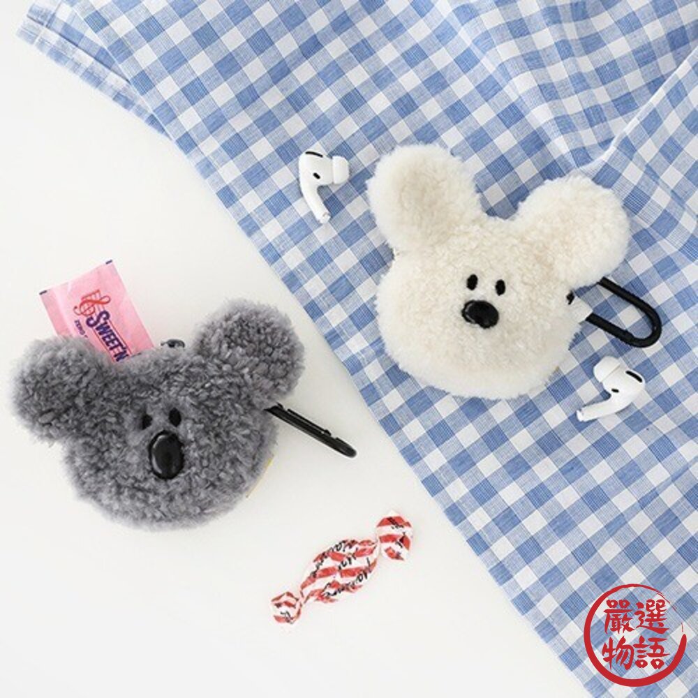 韓國Romane Little Paper 毛絨AirPods灰白保護套｜Apple 保護殼 airpods 封面照片