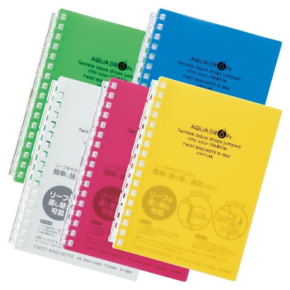 SF-020085-日本文具 A6筆記本 LIHIT LAB DROPs 17孔活頁筆記本 70入內頁 口袋型 N-1665 日本進口