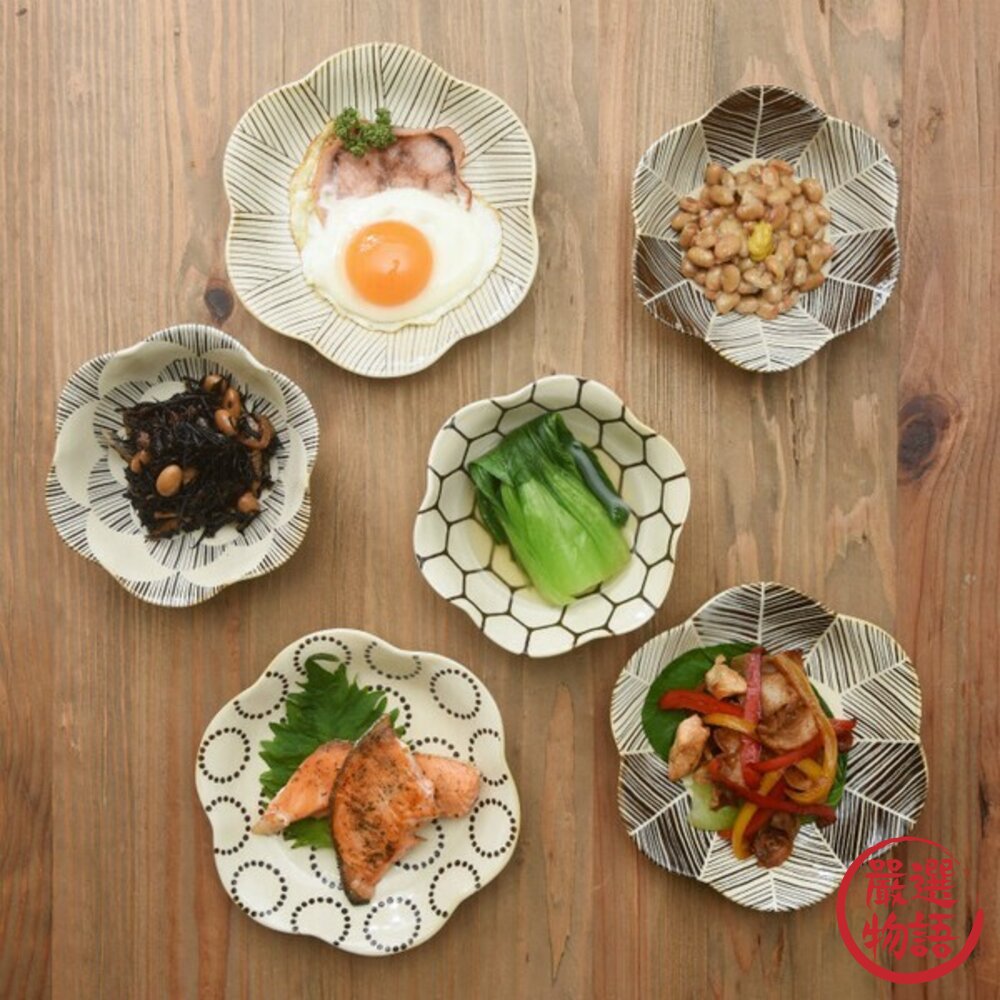 日本製Natural69波佐見燒粉引釉花形淺盤六角壓花盤陶瓷盤日式餐盤KOBIKIYU日本進口