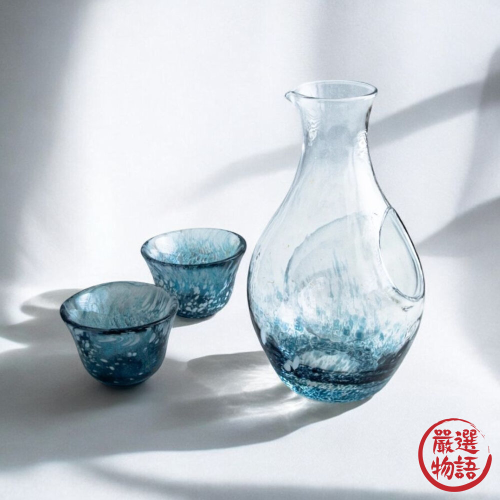 日本製TOYO-SASAKI絕美冰透藍冷酒專用禮盒組|酒杯酒壺清酒杯入厝賀禮