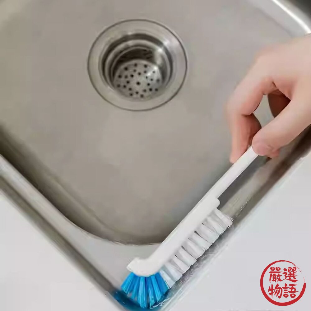 日本進口 Aisen 彎頭清潔刷 排水口/廚房/水槽/杯子/縫隙 零死角清潔刷 長柄清洗刷 L型刷子-圖片-4