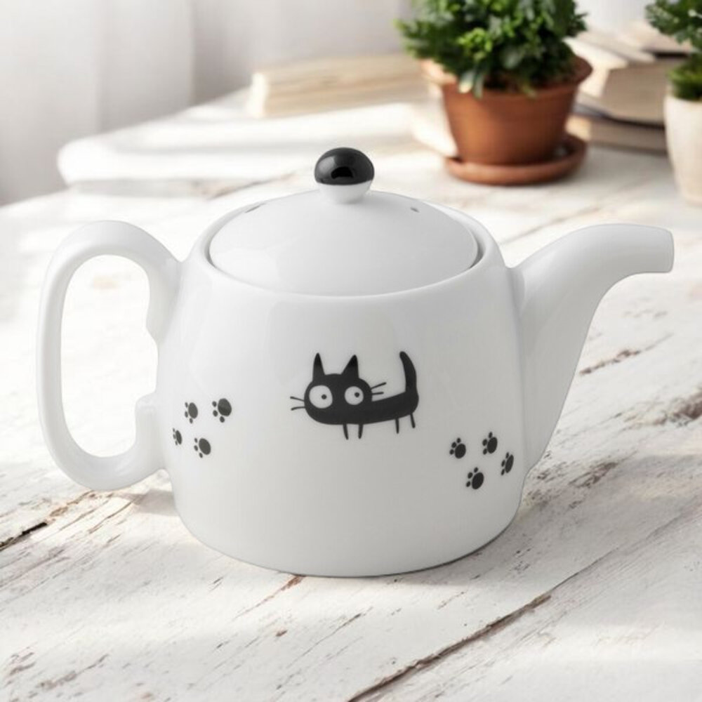 SF-020300-日本進口 黑貓可愛陶瓷茶壺 花茶壺 小茶壺 陶瓷茶壺 日式茶壺 茶具