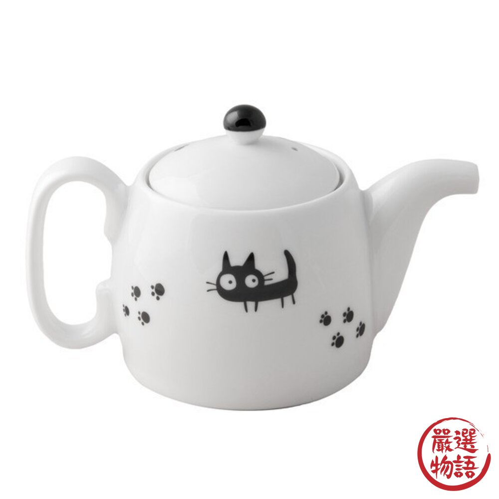 日本進口 黑貓可愛陶瓷茶壺 花茶壺 小茶壺 陶瓷茶壺 日式茶壺 茶具-圖片-1