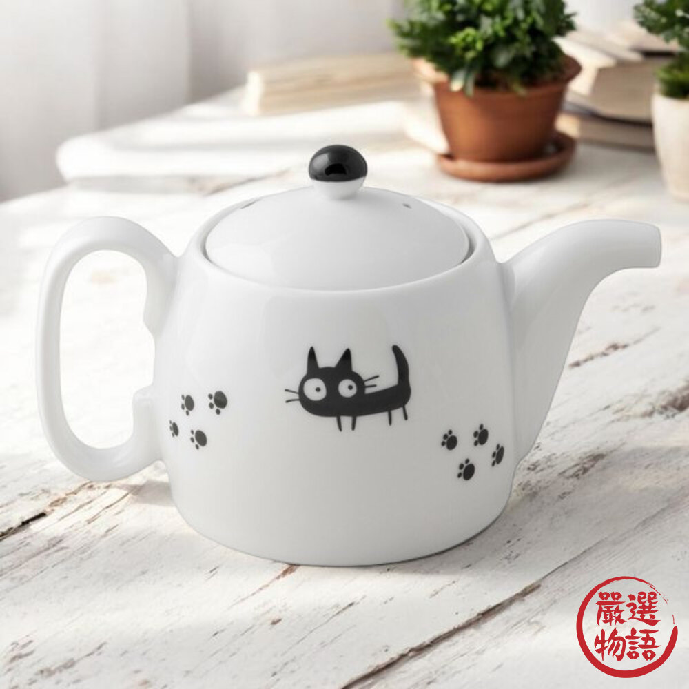 日本進口 黑貓可愛陶瓷茶壺 花茶壺 小茶壺 陶瓷茶壺 日式茶壺 茶具 封面照片