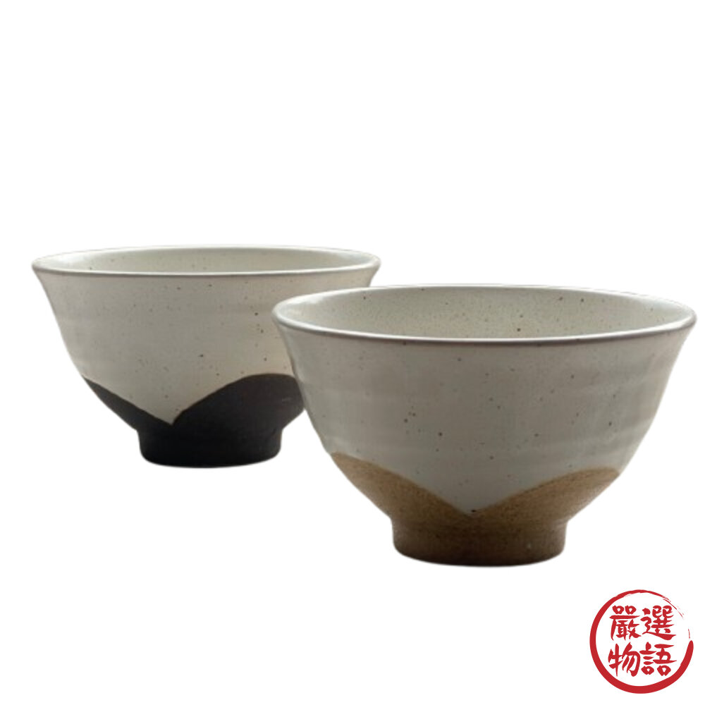日本製 花形茶碗 美濃燒 米色 黑色 飯碗 碗 小碗 陶瓷碗 餐碗 日式餐具 情侶碗 可愛-圖片-1