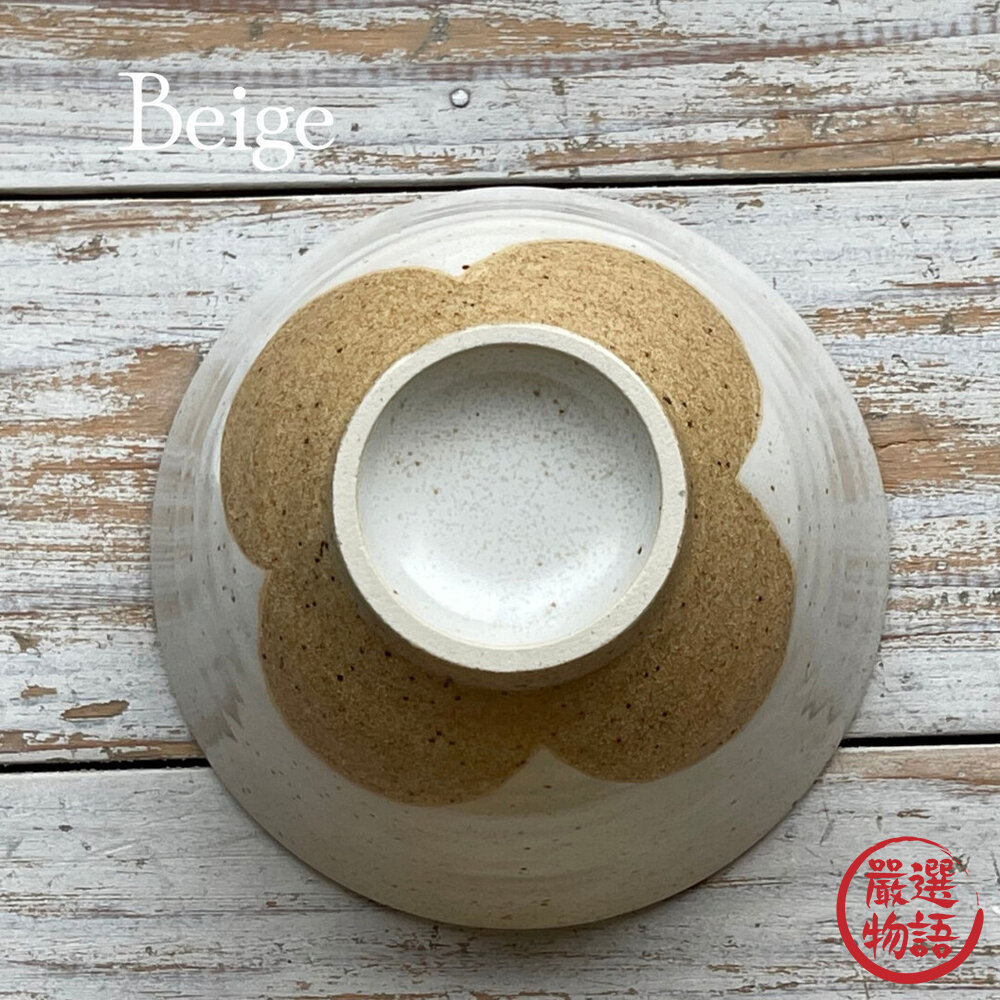 日本製 花形茶碗 美濃燒 米色 黑色 飯碗 碗 小碗 陶瓷碗 餐碗 日式餐具 情侶碗 可愛-圖片-5