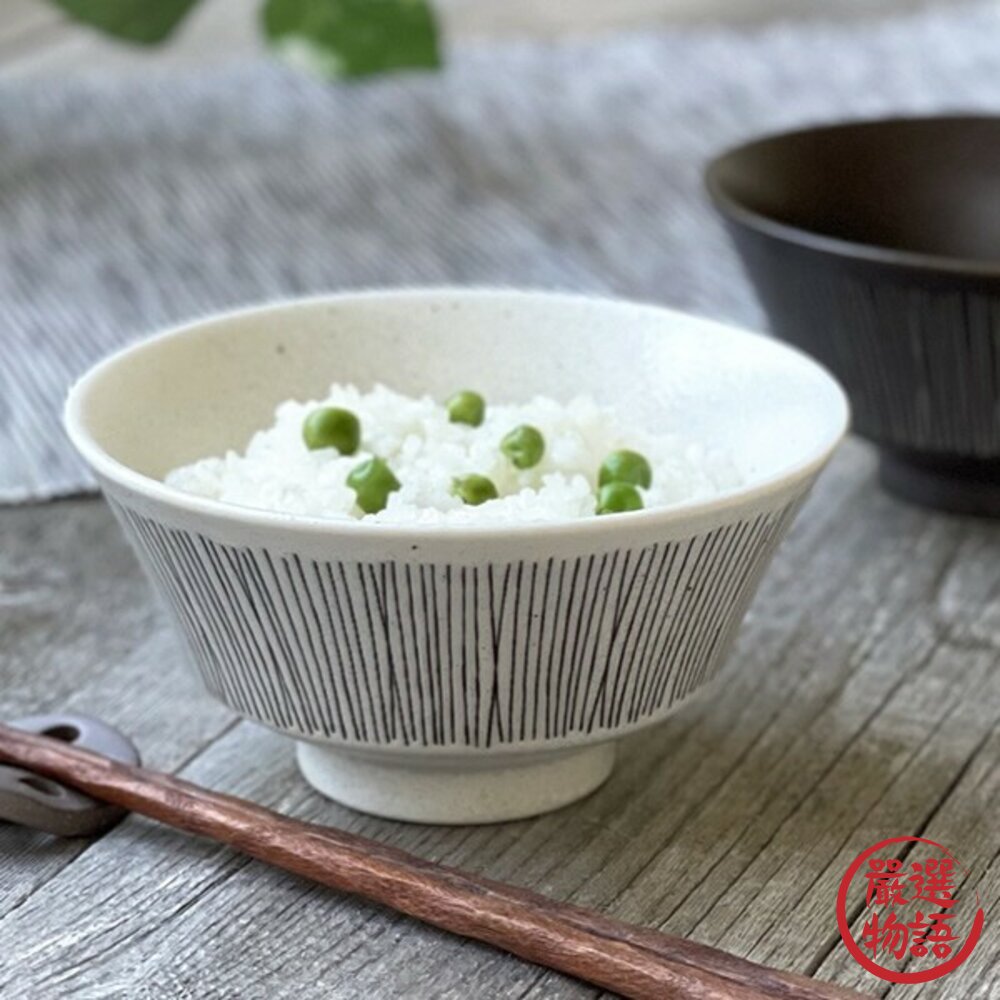 現貨 日本製 美濃燒 十草線條碗 黑白陶瓷碗 湯碗 耐熱簡約碗 日式手工碗 日本進口-圖片-2