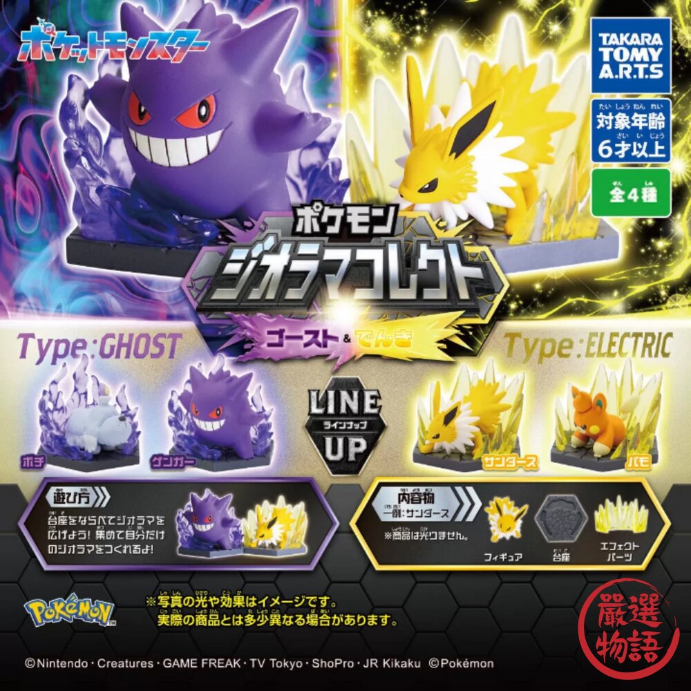 日本正版授權 精靈寶可夢 幽靈與電系篇 特效公仔｜墓仔狗 扭蛋 寶可夢 耿鬼 雷伊布 布撥 模型 寶可夢扭蛋 封面照片
