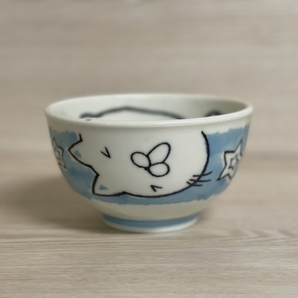 SF-020377-日本製 美濃燒陶瓷貓咪輕量碗 星星大貓臉造型 可愛實用必備款式 日本進口